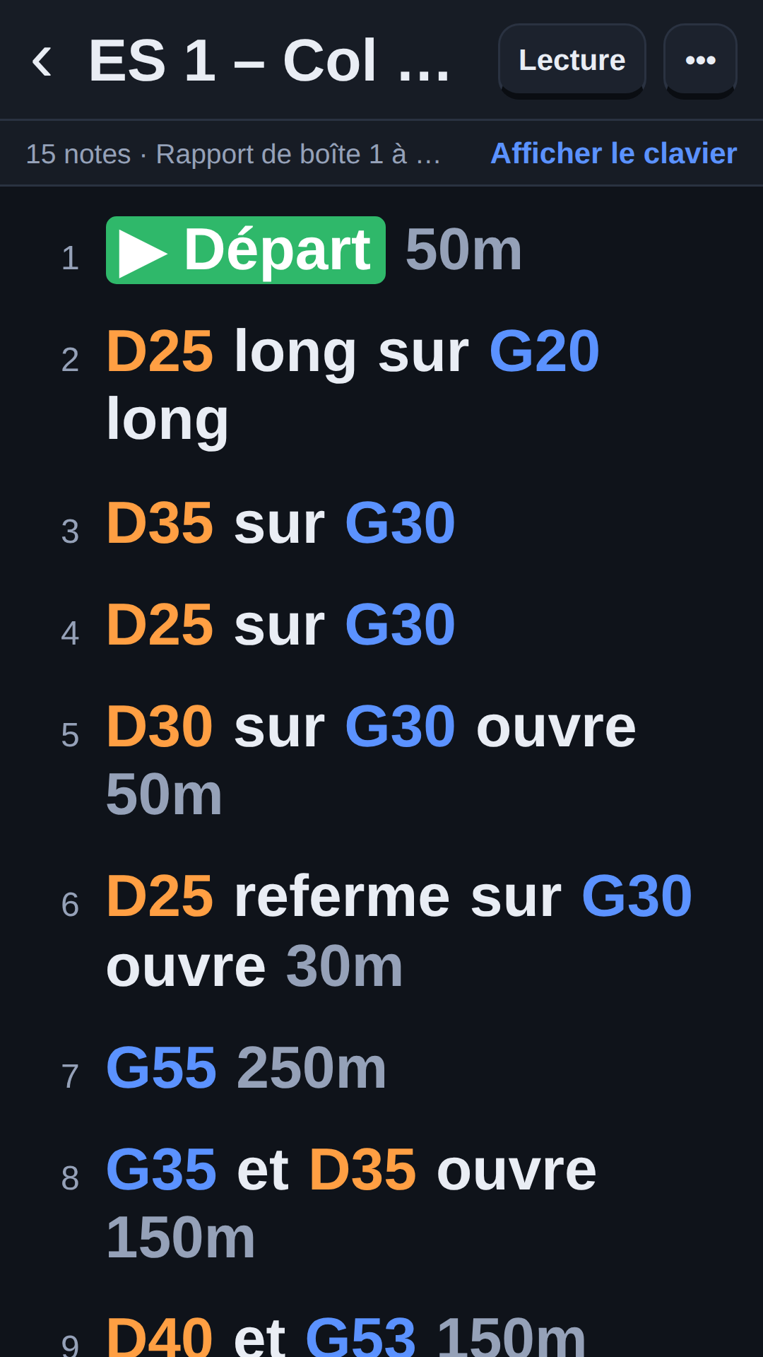Liste de notes